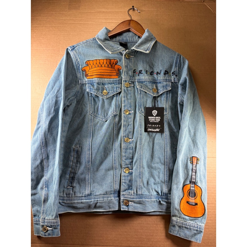 Cakeworthy x FRIENDS Denim Jacket Womens S Blue Central Perk NWT Embroidered